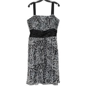 Kathy Roberts Dress Midi Hoco Whimsigoth Floral Empire Waist Boho Gray Black 16W